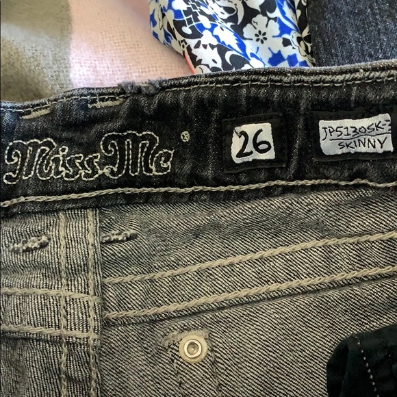 Vintage Y2K Black Studded and Rhinestoned Miss Me Skinny Jeans - Picture 3 of 8